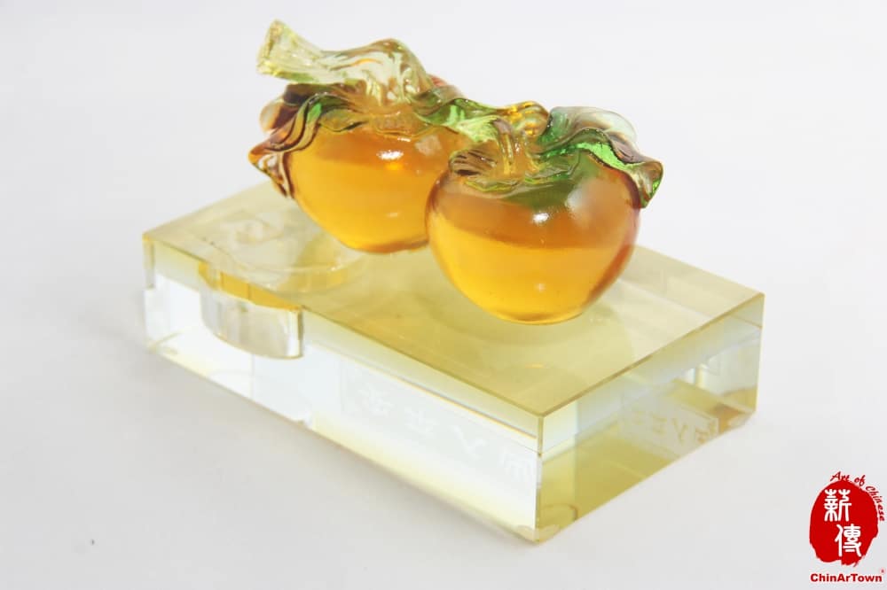 【薪傳琉璃】柿柿如意開運精緻琉璃擺件