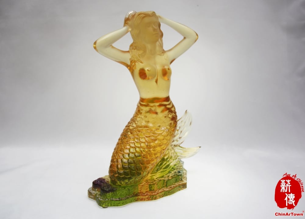 【李財旺琉璃系列】美人魚琉璃藝術擺件（台灣特色紀念品Taiwan souvenirs）