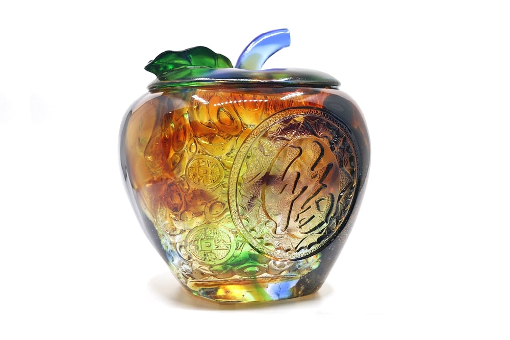 【薪傳琉璃】平安福蘋果造型聚寶盆