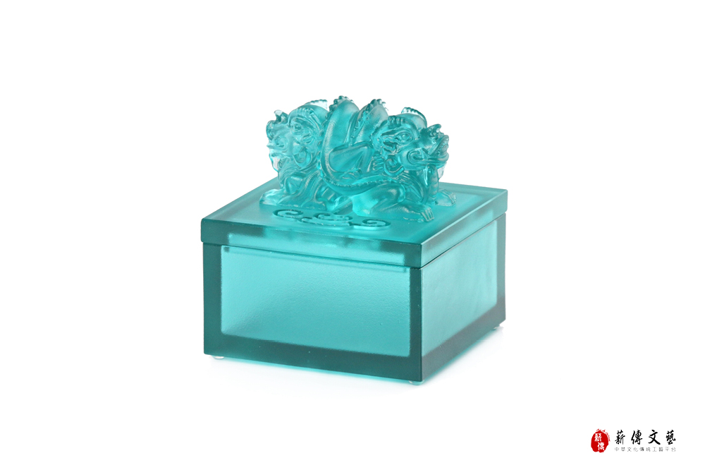 【薪傳琉璃】琉璃飾品盒（水青色）