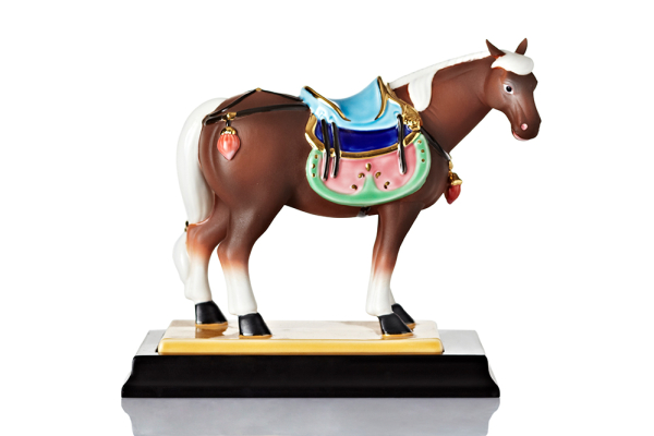 【乾唐軒/乾唐彩】盛世寶馬 - 8吋蒙古戰馬 (元繪金 / 附木座)