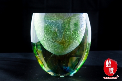 網紋半月琉璃花瓶